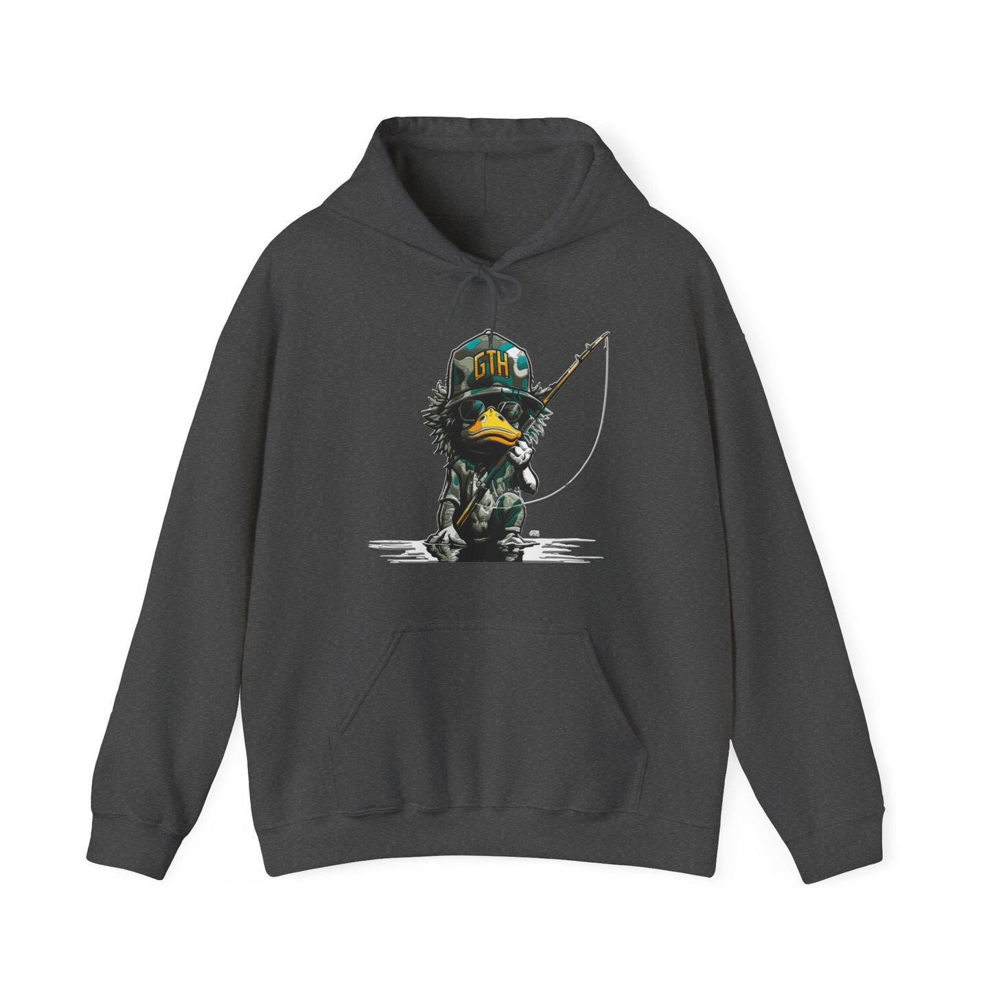 Angler's Pride Hoodie - GTH Duck Fishing Graphic Pullover for Outdoor Enthusiasts