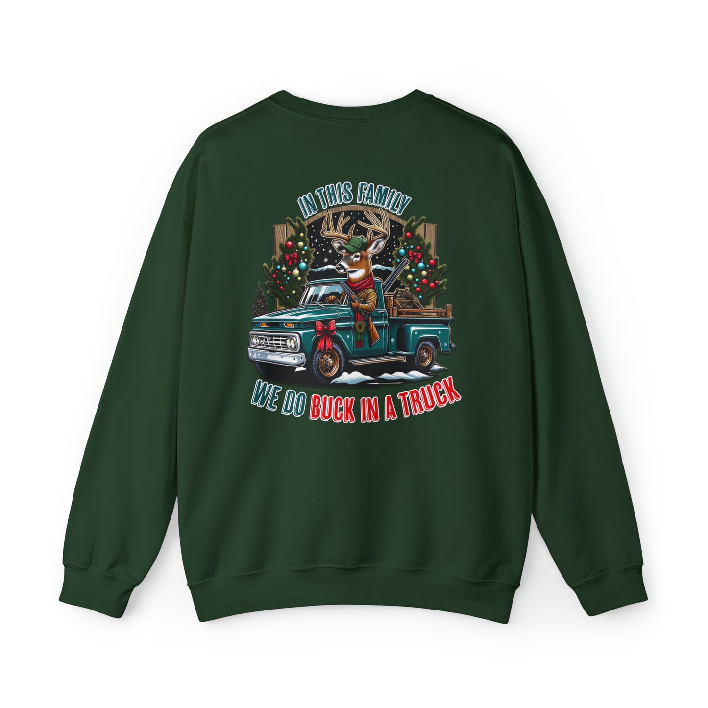 Buck in a Truck Christmas Crewneck Sweatshirt