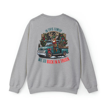 Buck in a Truck Christmas Crewneck Sweatshirt