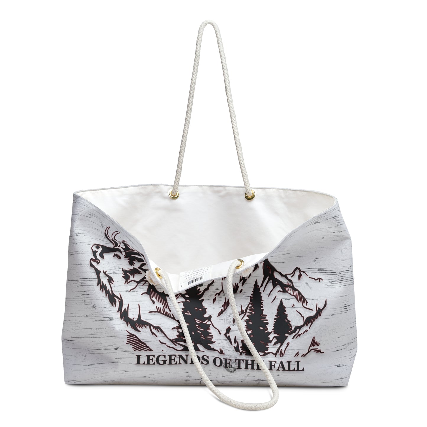 Legends of the Fall Weekender Bag" highlighting the bugling bull elk design, mountain backdrop, and the Legends of the Fall inscription