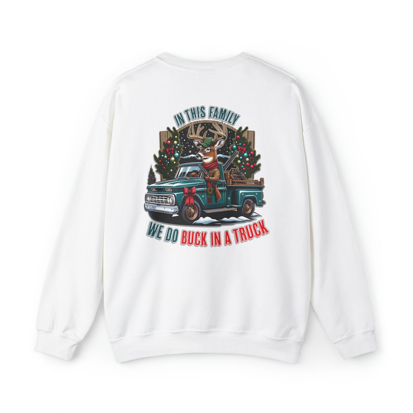 Buck in a Truck Christmas Crewneck Sweatshirt