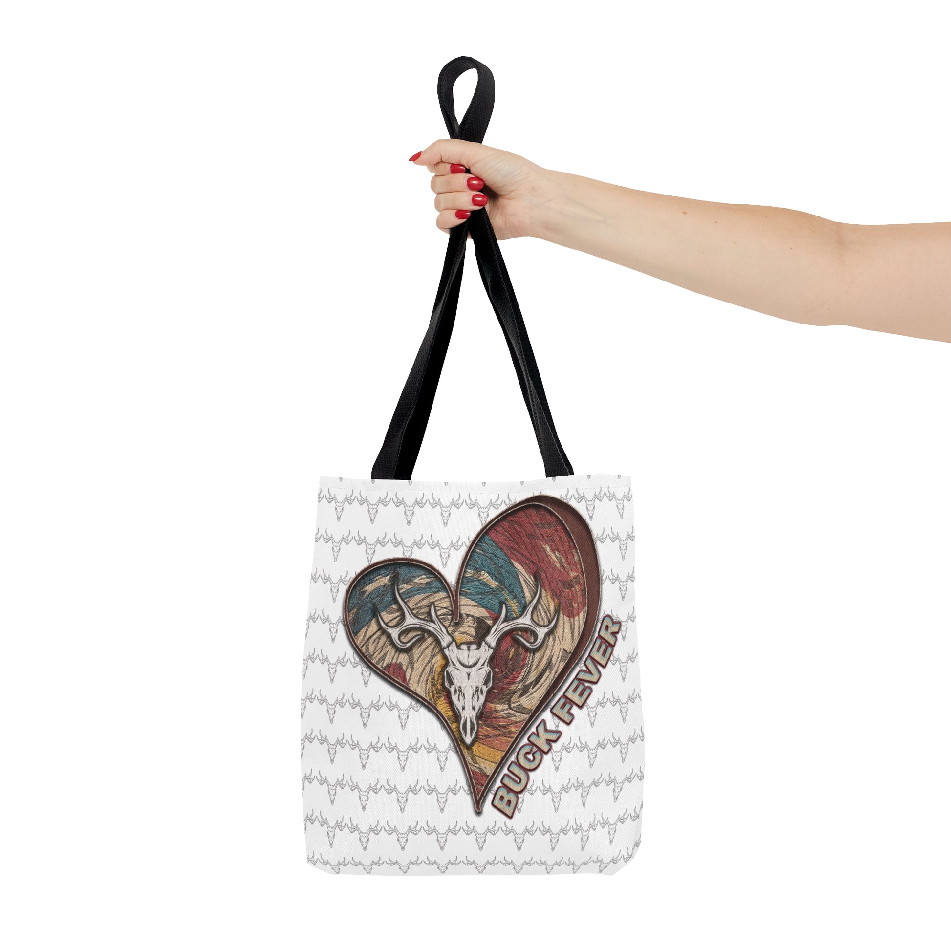 uck Fever Tote Bag" with a heart and euro buck design and Buck Fever text