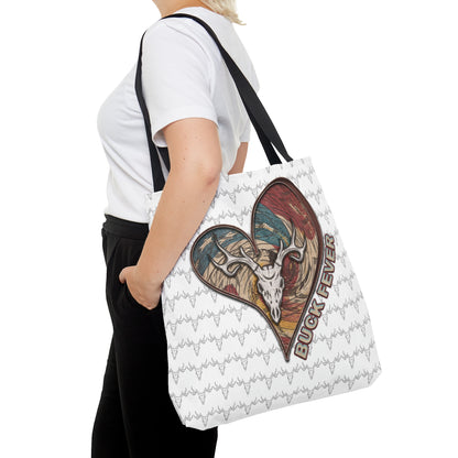 uck Fever Tote Bag" with a heart and euro buck design and Buck Fever text