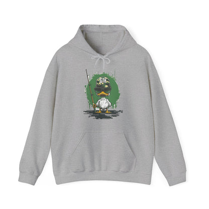 Commander Duck Graphic Hoodie - Casual Yet Bold Pullover for Nature Lovers