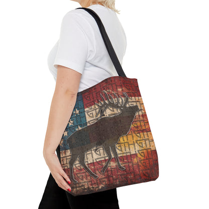 GTH American Bugling Bull Tote Bag" featuring a bugling bull and American flag design