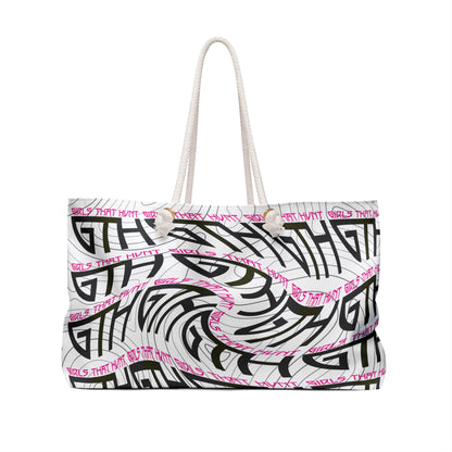 GTH "Girls That Hunt" Twirl Tote Bag - Front View - Displaying the daring and eye-catching GTH Girls That Hunt design