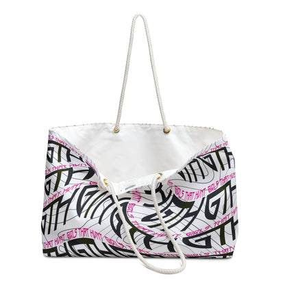 GTH "Girls That Hunt" Twirl Tote Bag - Front View - Displaying the daring and eye-catching GTH Girls That Hunt design