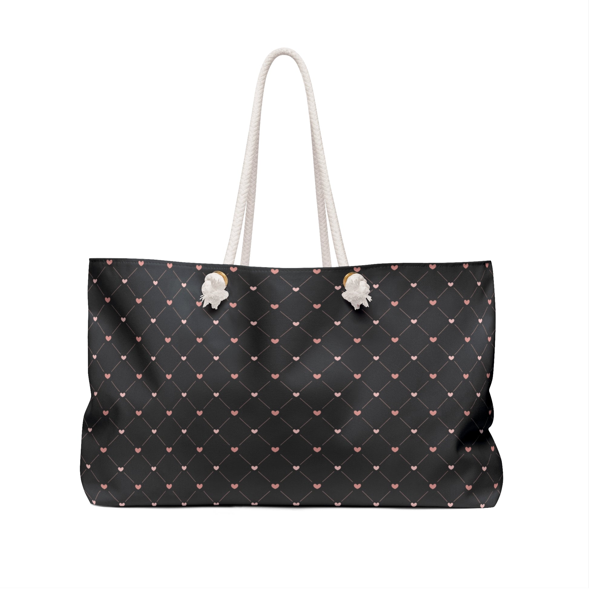 Black bag with Heart-patterned Weekender bag with Love with Antlers design