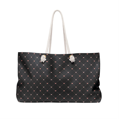 Black bag with Heart-patterned Weekender bag with Love with Antlers design