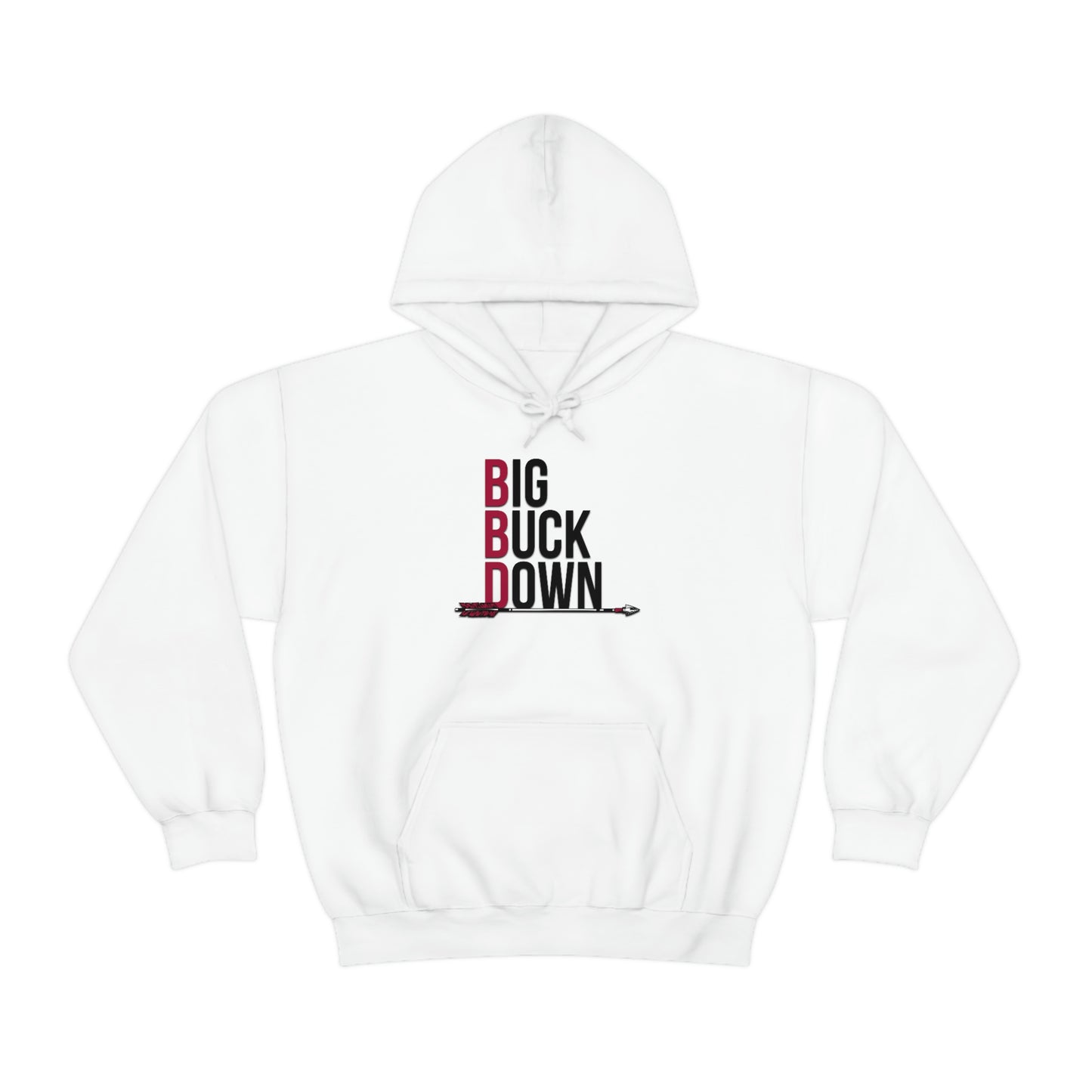 Big Buck Down Hoodie - Big Buck Down Hoodie - Flat Mockup - Cozy hoodie featuring "BBD - Big Buck Down" design - Cozy hoodie featuring "BBD - Big Buck Down" design