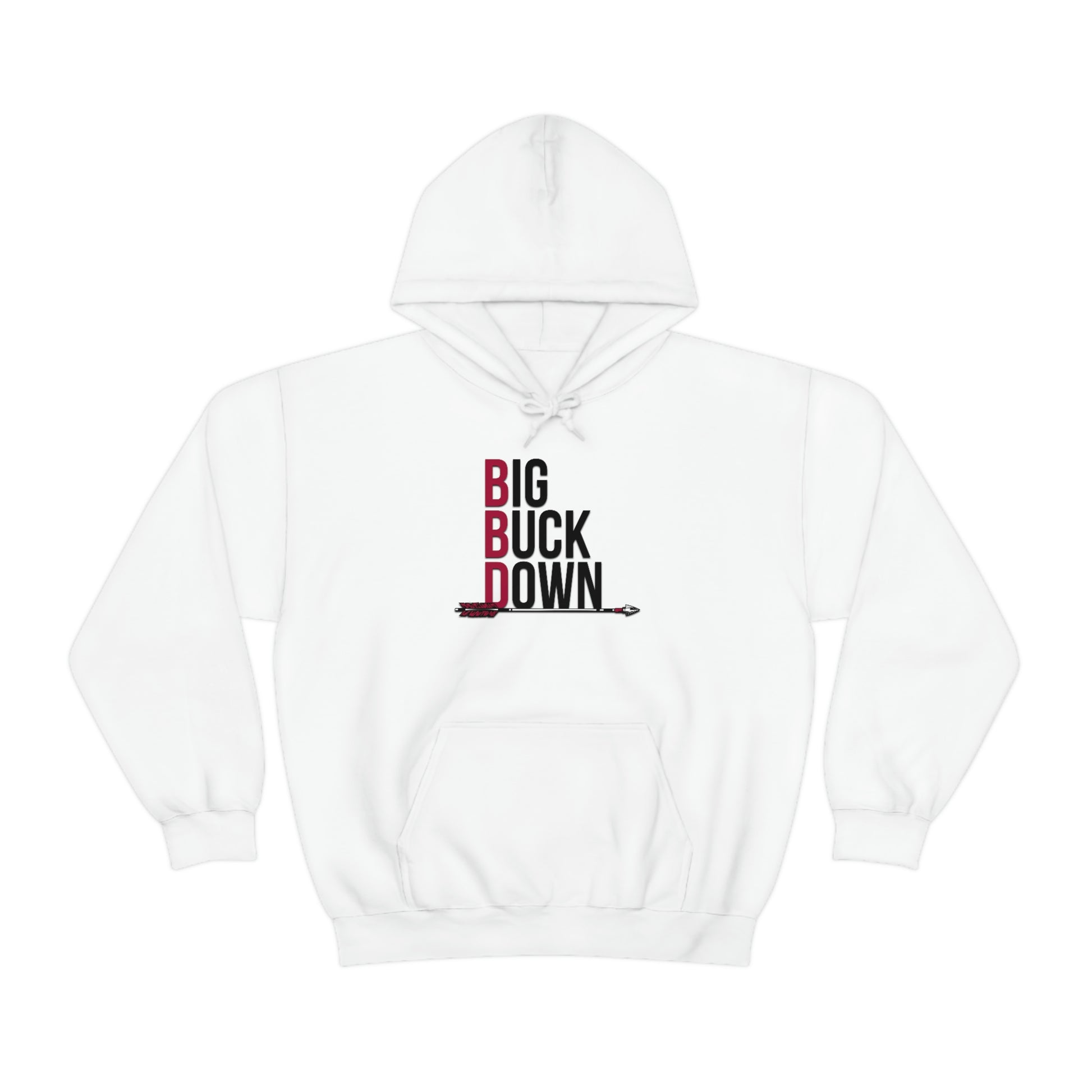 Big Buck Down Hoodie - Big Buck Down Hoodie - Flat Mockup - Cozy hoodie featuring "BBD - Big Buck Down" design - Cozy hoodie featuring "BBD - Big Buck Down" design