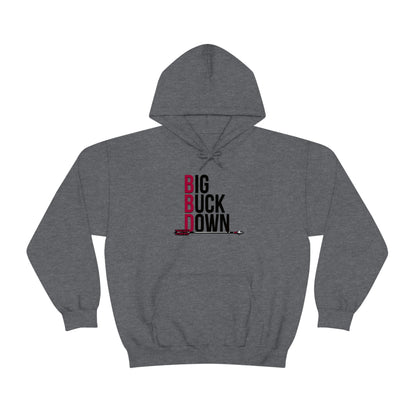 Big Buck Down Hoodie - Gray- Cozy hoodie featuring "BBD - Big Buck Down" design