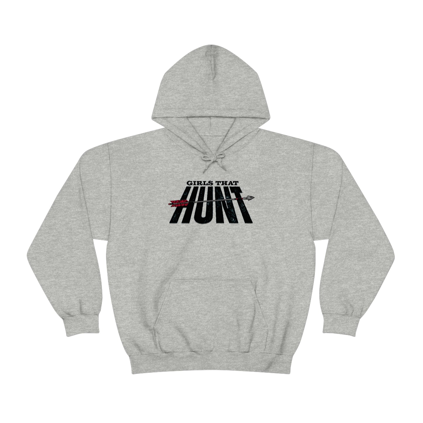 Girls That Hunt Hoodie - gray - Bowhunting-themed hoodie for women