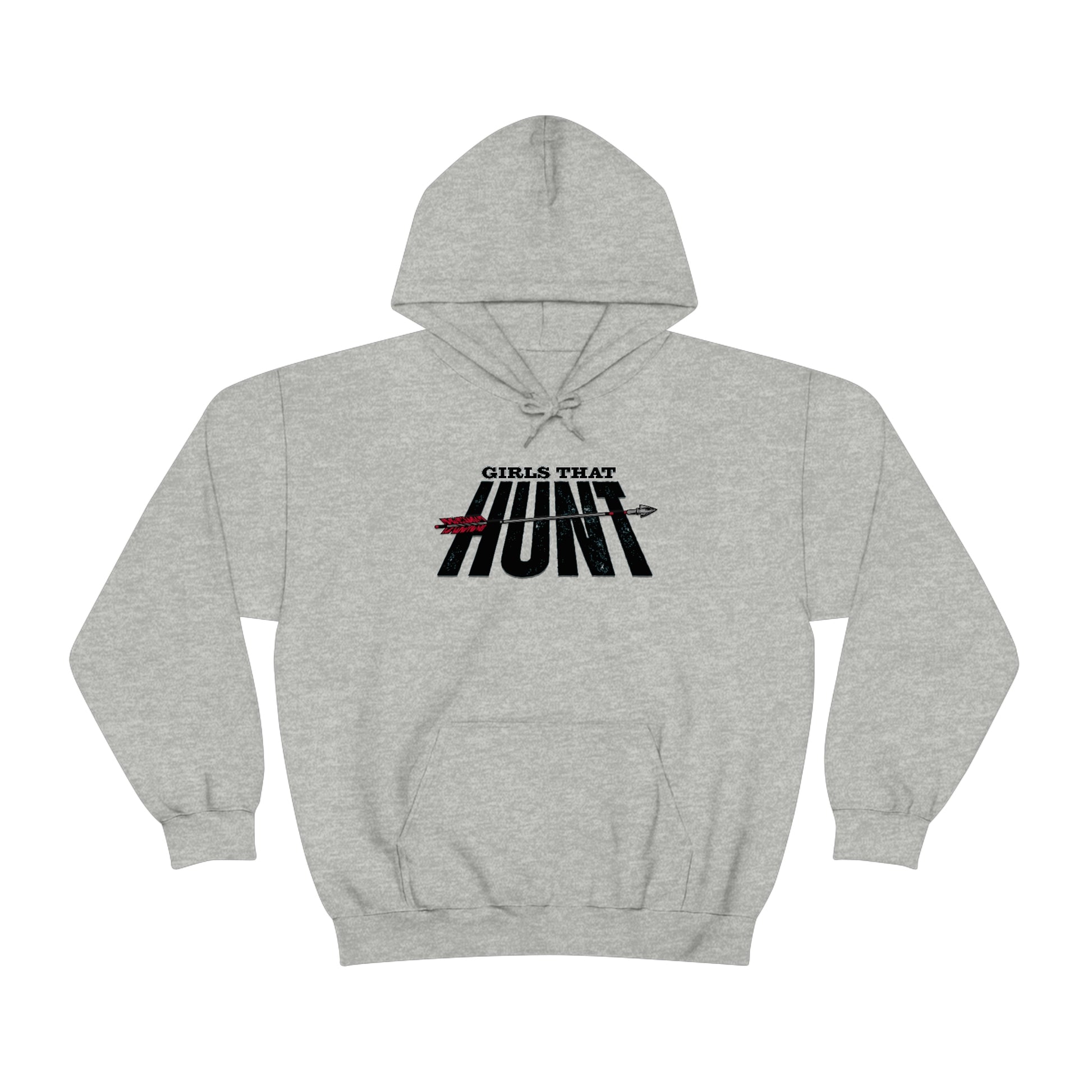 Girls That Hunt Hoodie - gray - Bowhunting-themed hoodie for women