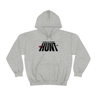 Girls That Hunt Hoodie - gray - Bowhunting-themed hoodie for women