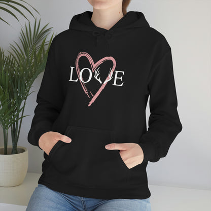 The Love Hoodie - Black- Showcasing the word "Love" with antlers design