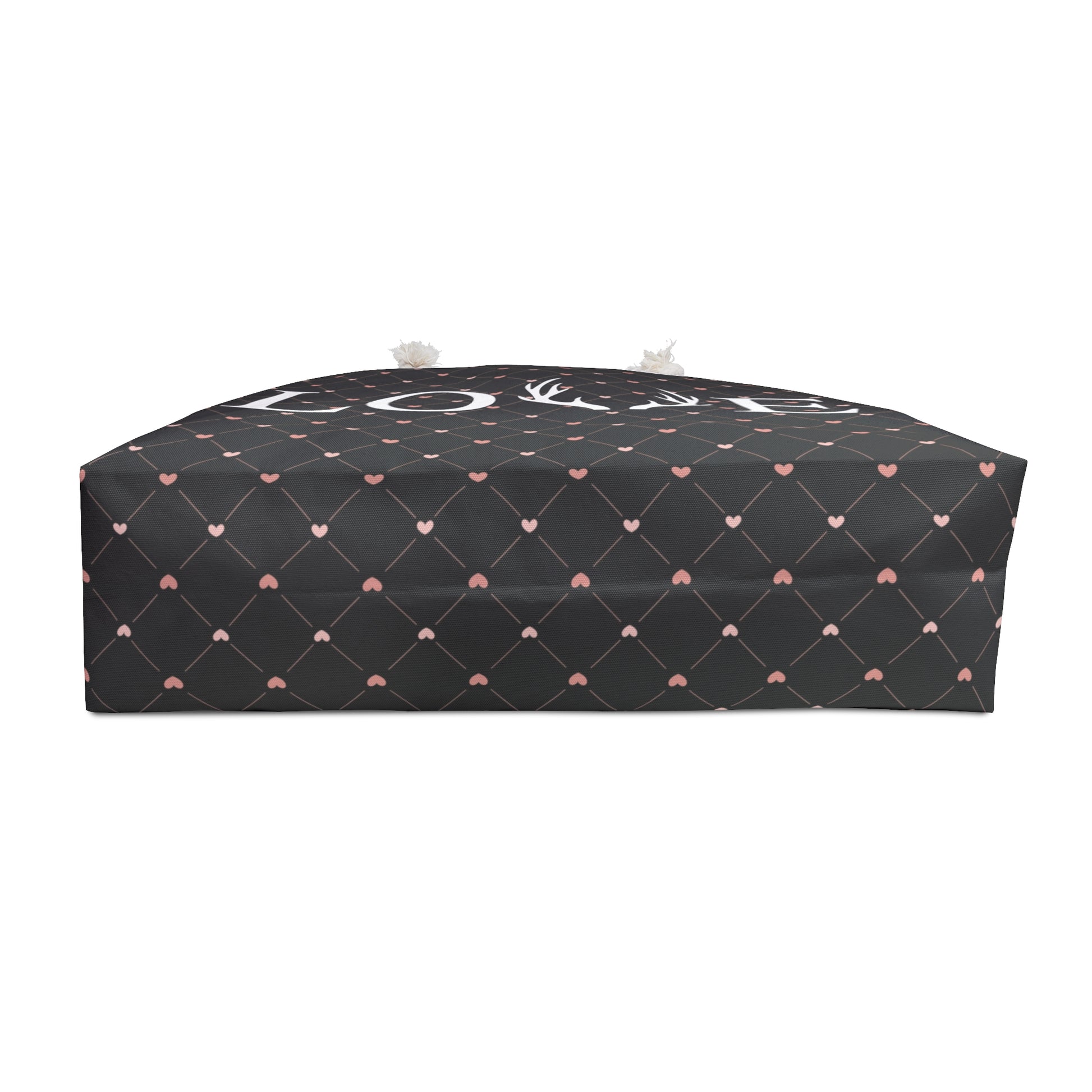 Black bag with Heart-patterned Weekender bag with Love with Antlers design