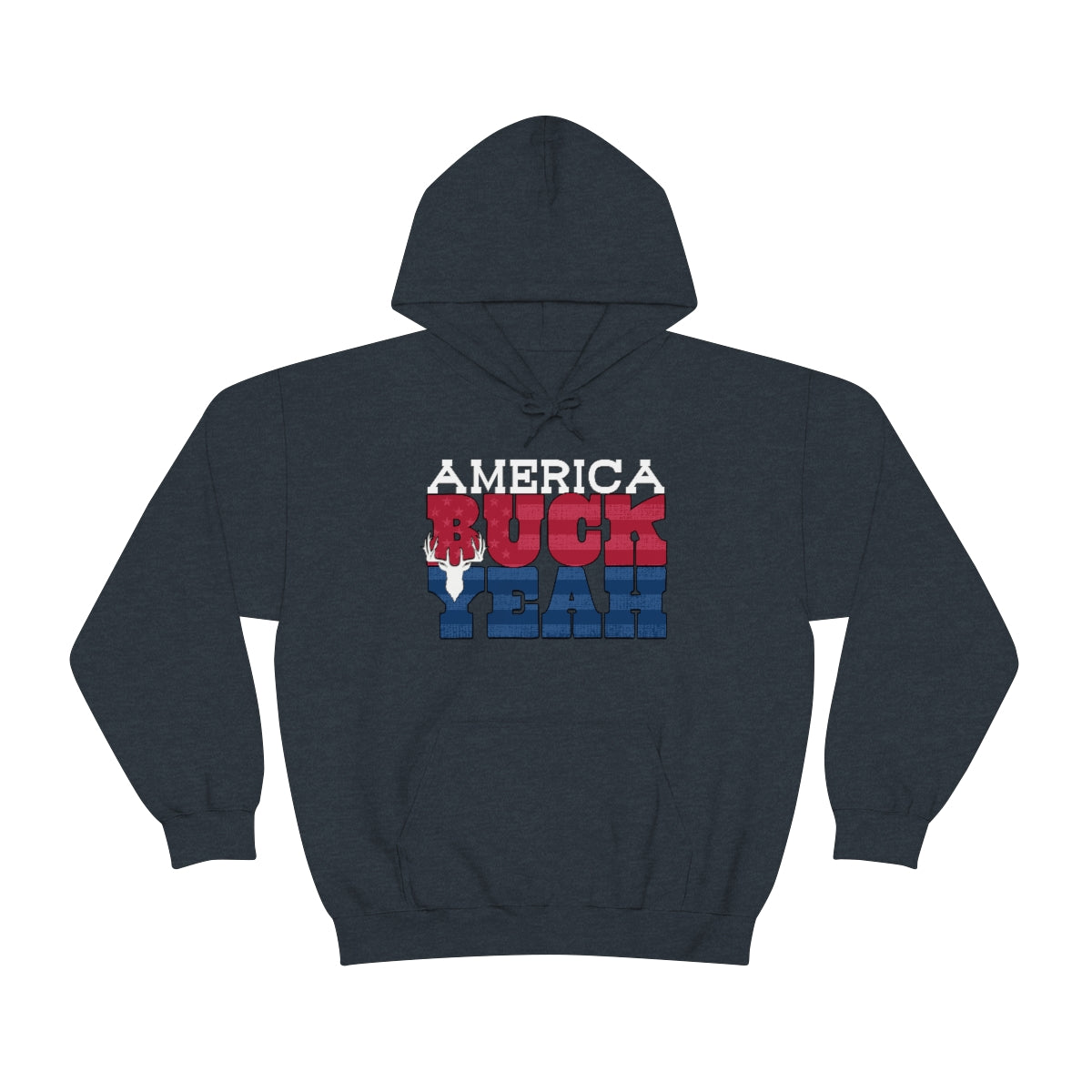 America Buck Yeah Hoodie - Gray - Displaying the proud "America Buck Yeah" slogan in a patriotic design