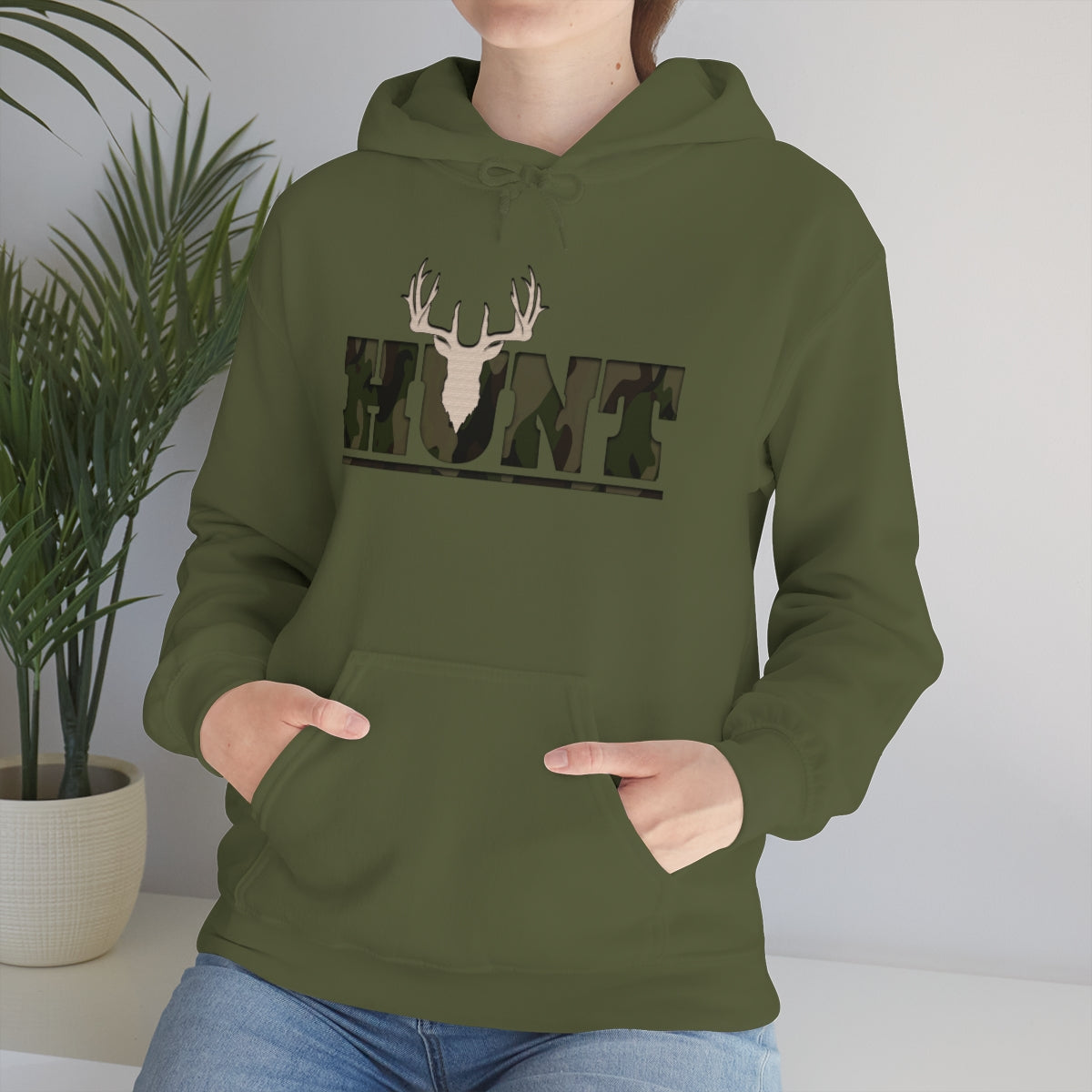 Hunt Antler Hoodie - military green - Hunting-themed hoodie for women