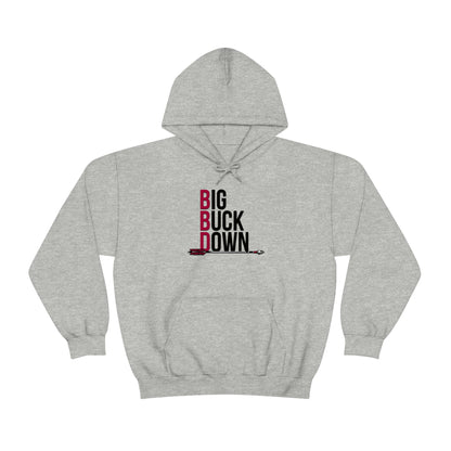 Big Buck Down Hoodie - Gray - Cozy hoodie featuring "BBD - Big Buck Down" design