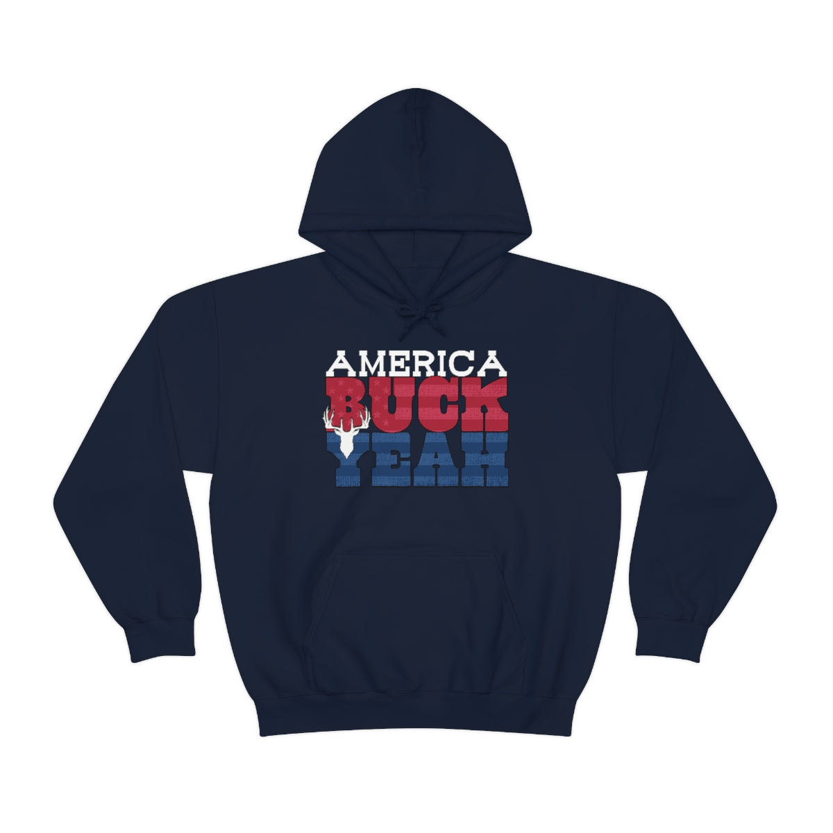 America Buck Yeah Hoodie - navy - Displaying the proud "America Buck Yeah" slogan in a patriotic design