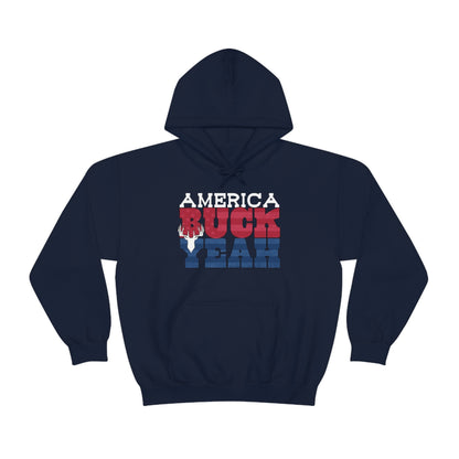 America Buck Yeah Hoodie - navy - Displaying the proud "America Buck Yeah" slogan in a patriotic design