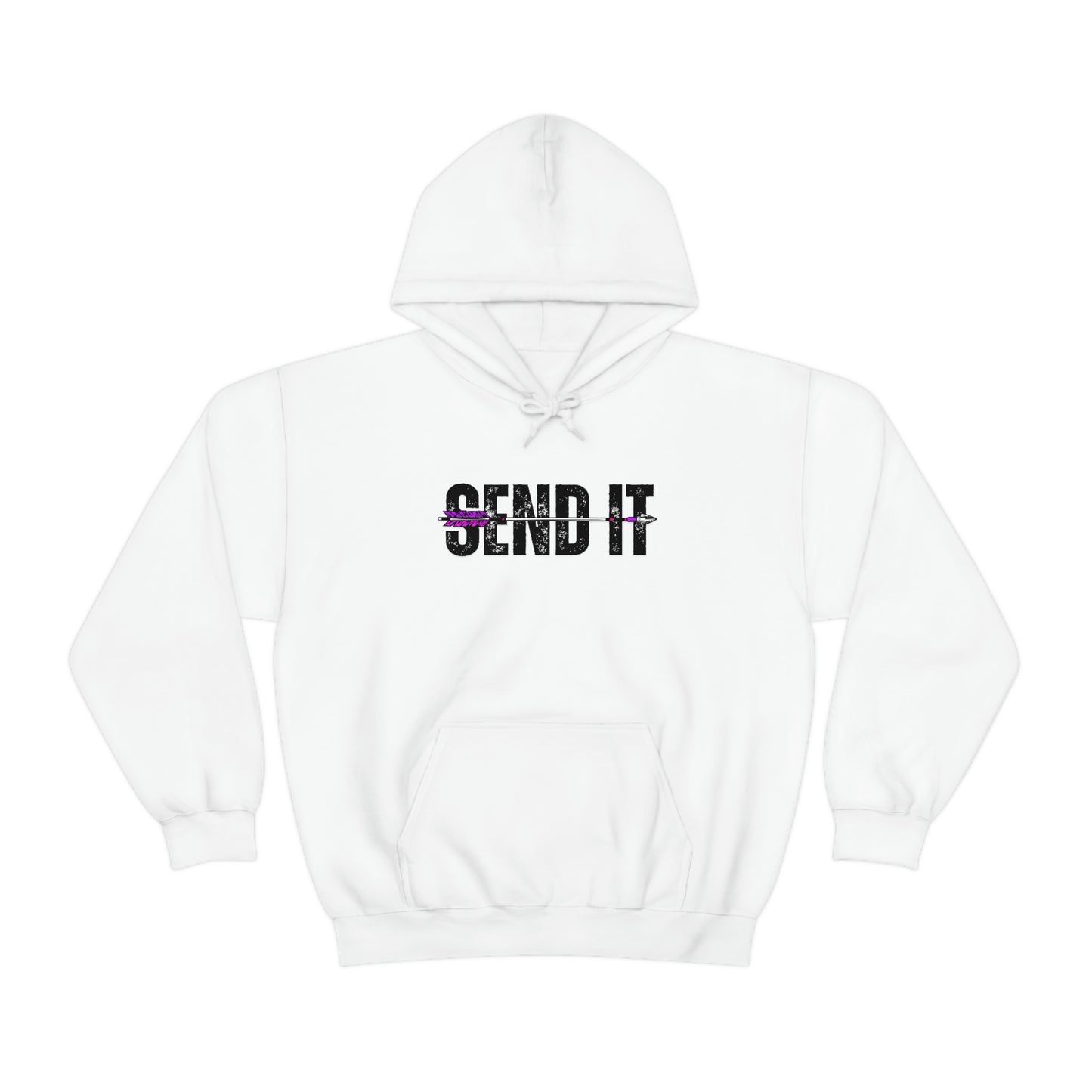 Send It Arrow Hoodie - White- Showcasing the "Send It" text and arrow image