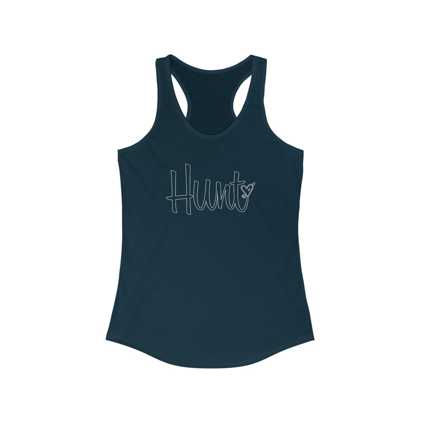 Hunt Love Racerback Tank - NAvy - Displaying the unique 'Hunt' and heart design