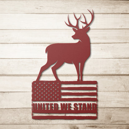 Deer United We Stand Metal Art Sign