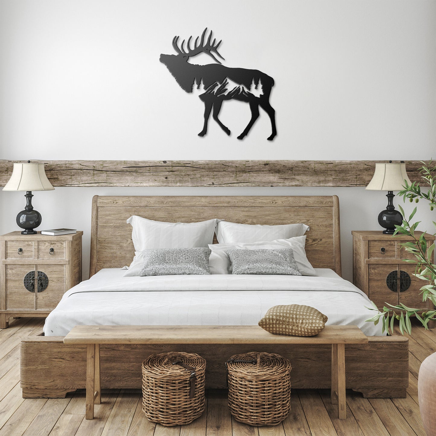 Elk in the Woods Metal Art Sign