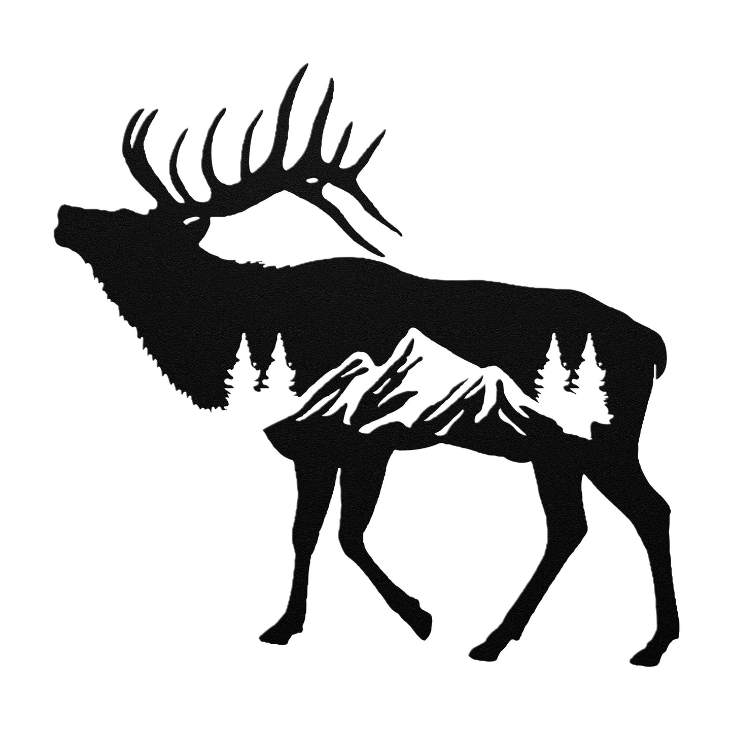 Elk in the Woods Metal Art Sign