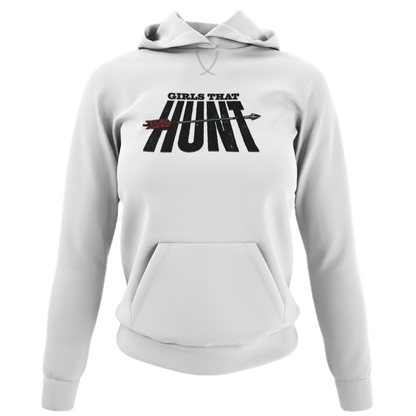 Girls That Hunt Hoodie - white - Bowhunting-themed hoodie for women