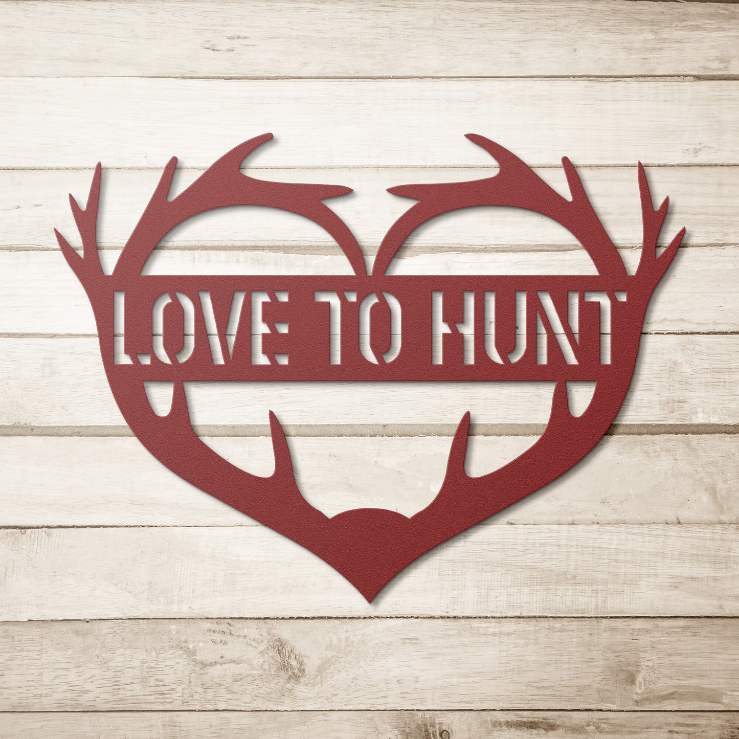 Love to Hunt Heart Metal Art