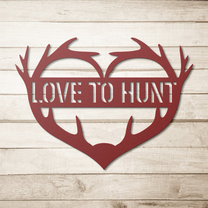 Love to Hunt Heart Metal Art