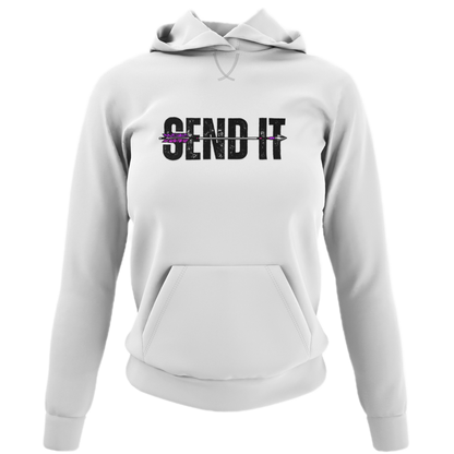 Send It Arrow Hoodie - White - Showcasing the "Send It" text and arrow image