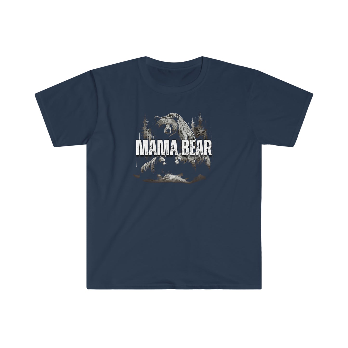 Mama Bear Softstyle T-Shirt: Bold Design for Strong Moms - Blue