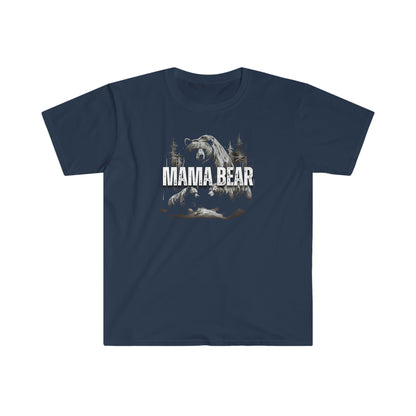 Mama Bear Softstyle T-Shirt: Bold Design for Strong Moms - Blue