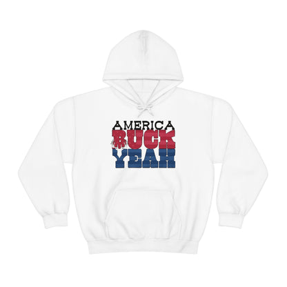 America Buck Yeah Hoodie - white - Displaying the proud "America Buck Yeah" slogan in a patriotic design