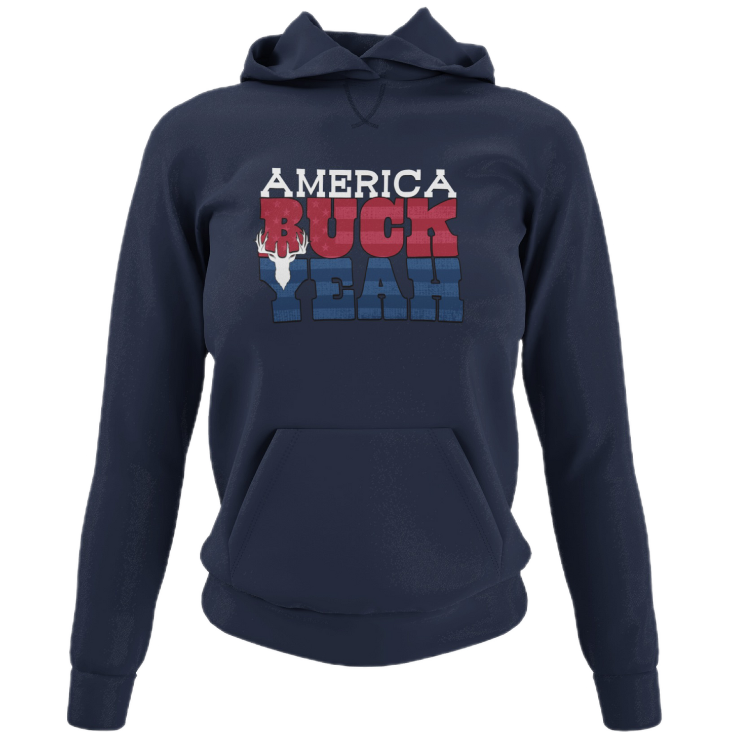 America Buck Yeah Hoodie navy - Displaying the proud "America Buck Yeah" slogan in a patriotic design