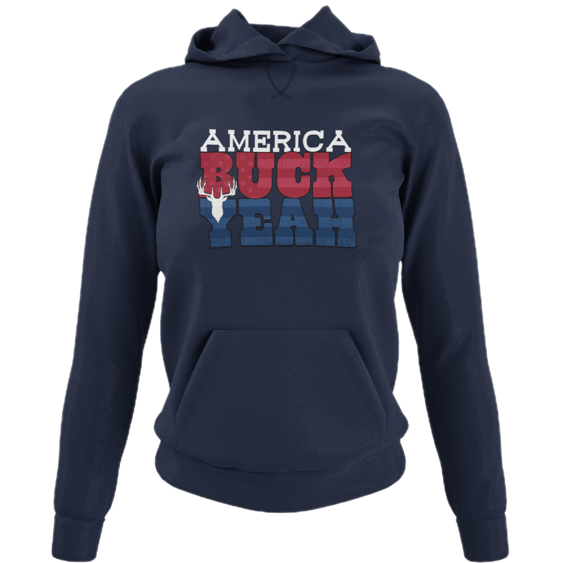 America Buck Yeah Hoodie navy - Displaying the proud "America Buck Yeah" slogan in a patriotic design