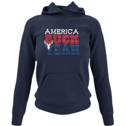 America Buck Yeah Hoodie navy - Displaying the proud "America Buck Yeah" slogan in a patriotic design